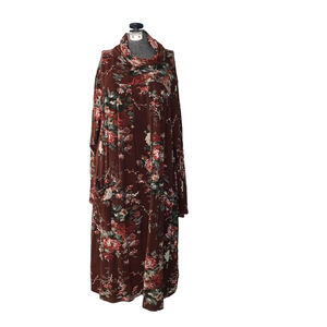 Women's April Cornell Floral Print Dress Brown/Red Size XL